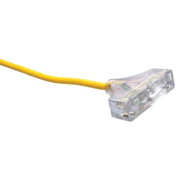 100 ft. L 12/3 SJEOOW Yellow Outdoor Tri-Source Extension Cord