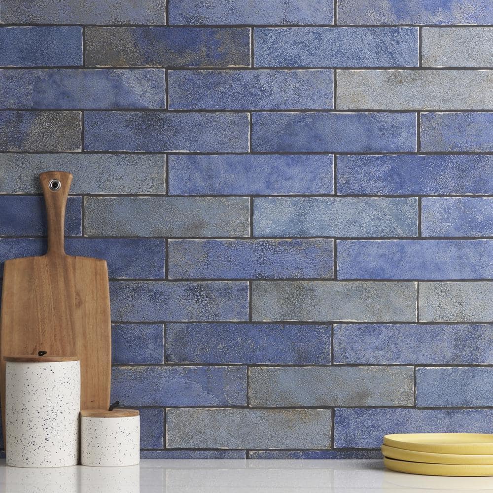 Vandalay Polished Blue 3x12 Subway Tile for Wall and Bath