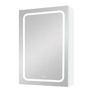 20 in. W x 30 in. H Rectangular Aluminum LED Lighted Surface Mounted Bathroom Medicine Cabinet with Mirror White