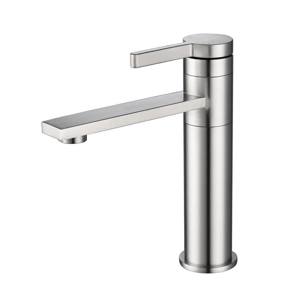 Single Handle Single Hole 360-Degree Rotate Bathroom Faucet in Brushed Nick