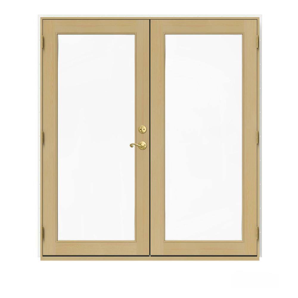 JELDWEN 80 in. x 72 in. W2500 White Clad Wood RightHand Full Lite French Patio Door w
