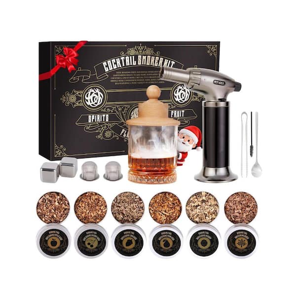 Cocktail Smoker Kit with Torch, 6 Flavors Smoked Wood Chips Old Fashioned Drink Smoker Kit