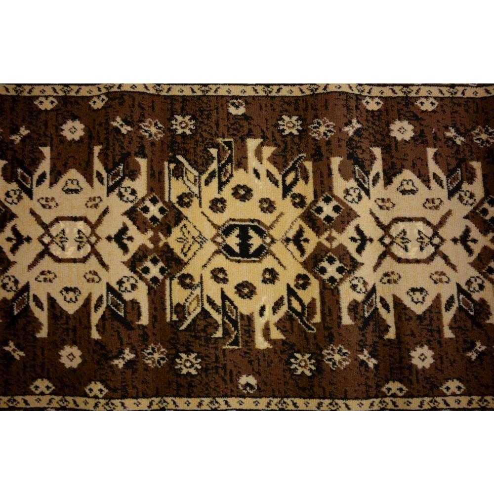 Taftan Brown and Cream Synthetic Runner Rug