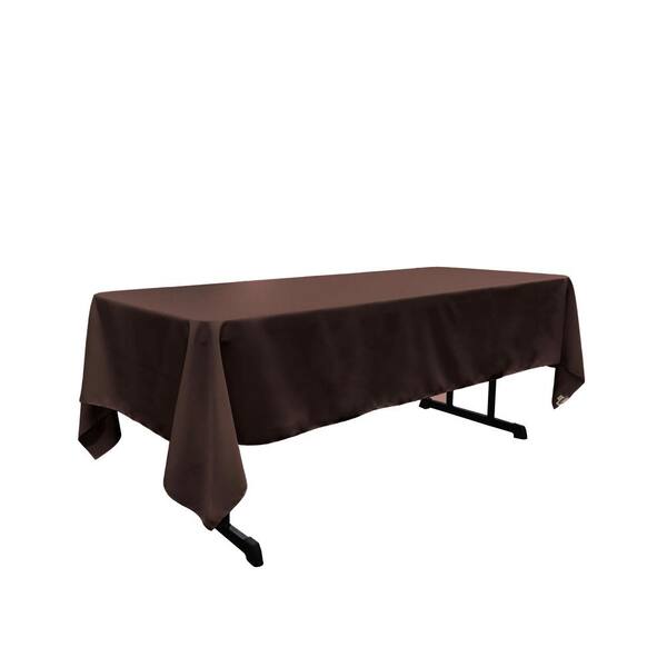 LA Linen Polyester Poplin 60 in. x 126 in. Brown Rectangular Tablecloth