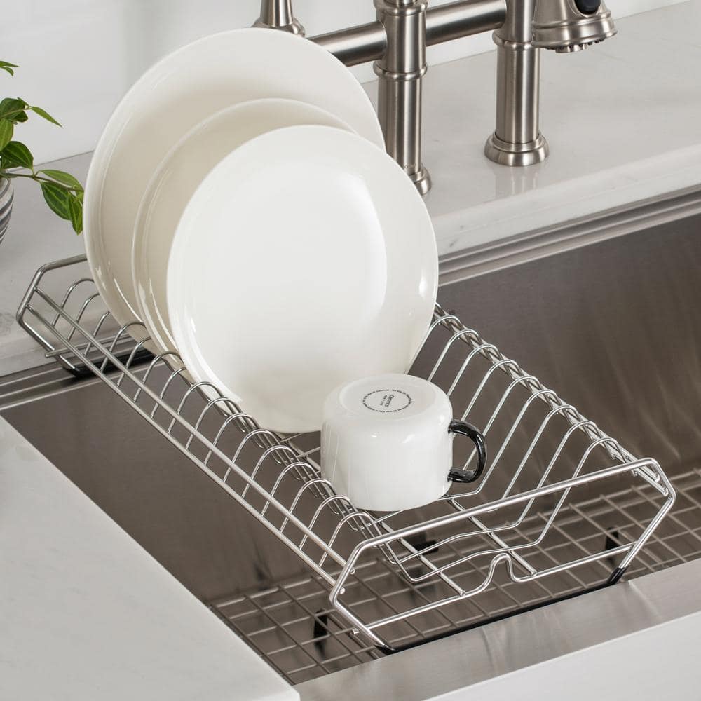 Home Kitchen Over The Sink Dish Drying Rack Stainless Steel Cutlery Holder  ## 