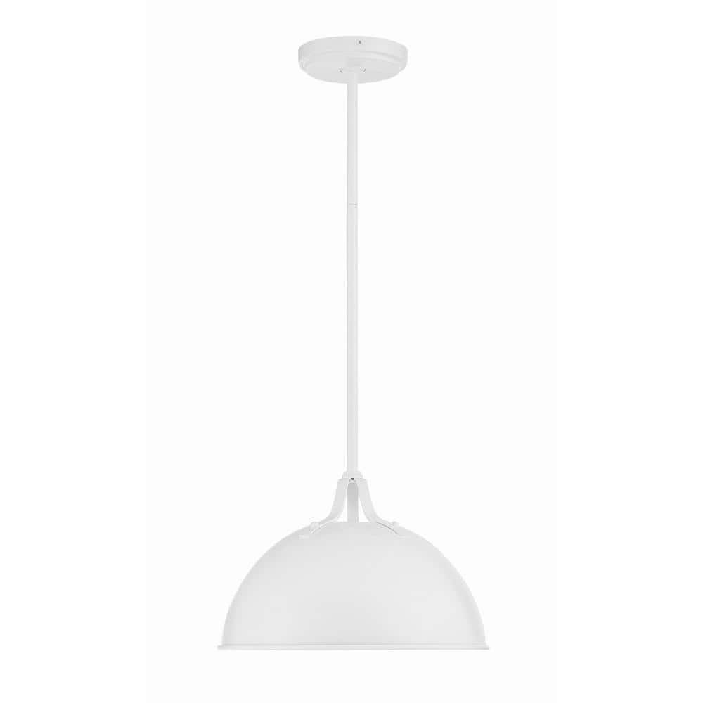 Farmhouse Matte Black and White Crystal Bowl Pendant Light