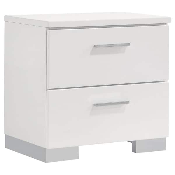 Felicity 2-Drawer Glossy White Nightstand