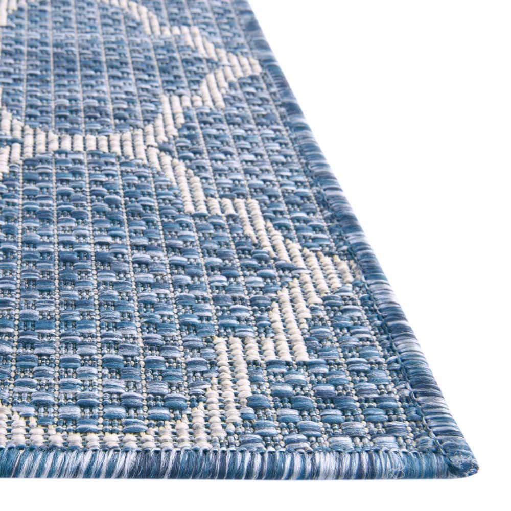 Navy Blue Trellis 9' x 12' Synthetic Outdoor Rug