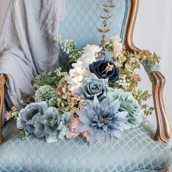 7.8 in. Blue Artificial Rose Flowers Combo Box HPCL6XGW - The Home