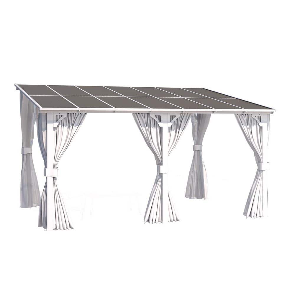14 ft. x 10 ft. Outdoor Hard Top Gazebo for Patio, Large Wall-Mounted Lean to Pergola with Curtains and Netting, White price history on PriceWatchPro