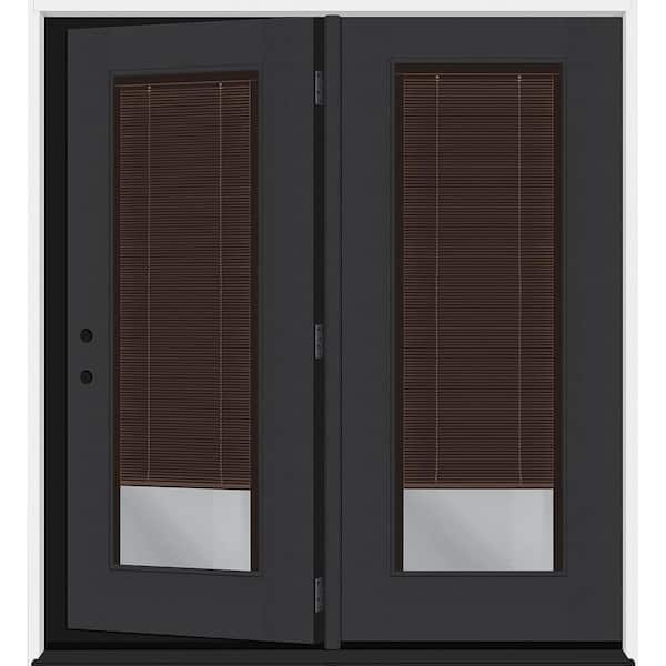 Legacy 72 in. x 80 in. Full Lite Clear Glass Mocha MB Black RH Center-Hinged Fiberglass Retro Patio Door with 4 in. Jamb