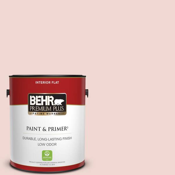BEHR PREMIUM PLUS 1 gal. #150E-1 Delicate Blush Flat Low Odor Interior Paint & Primer