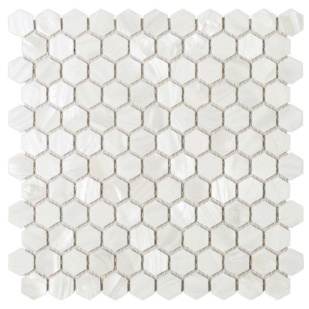 Mother of Pearl White 11.62 in. x 11.82 in. Hexagon Glossy Natural Seashell Mosaic Tile (9.6 sq. ft./Case) price history on PriceWatchPro