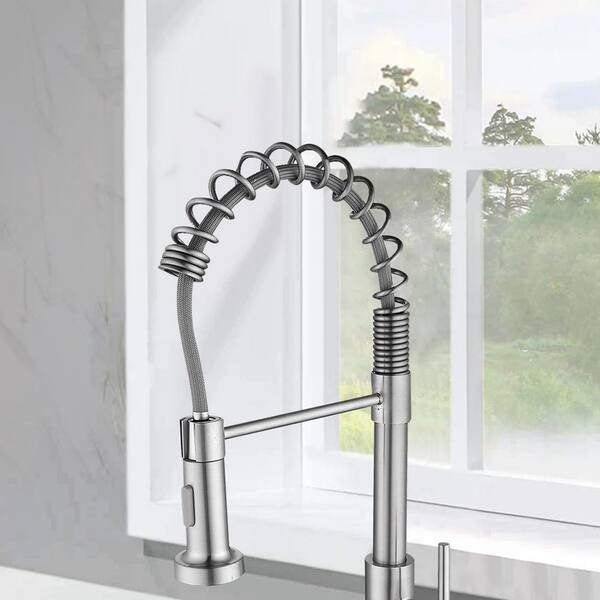 Single-Handle High Arc Pull Down Sprayer Kitchen Faucet in Brushed Nickel