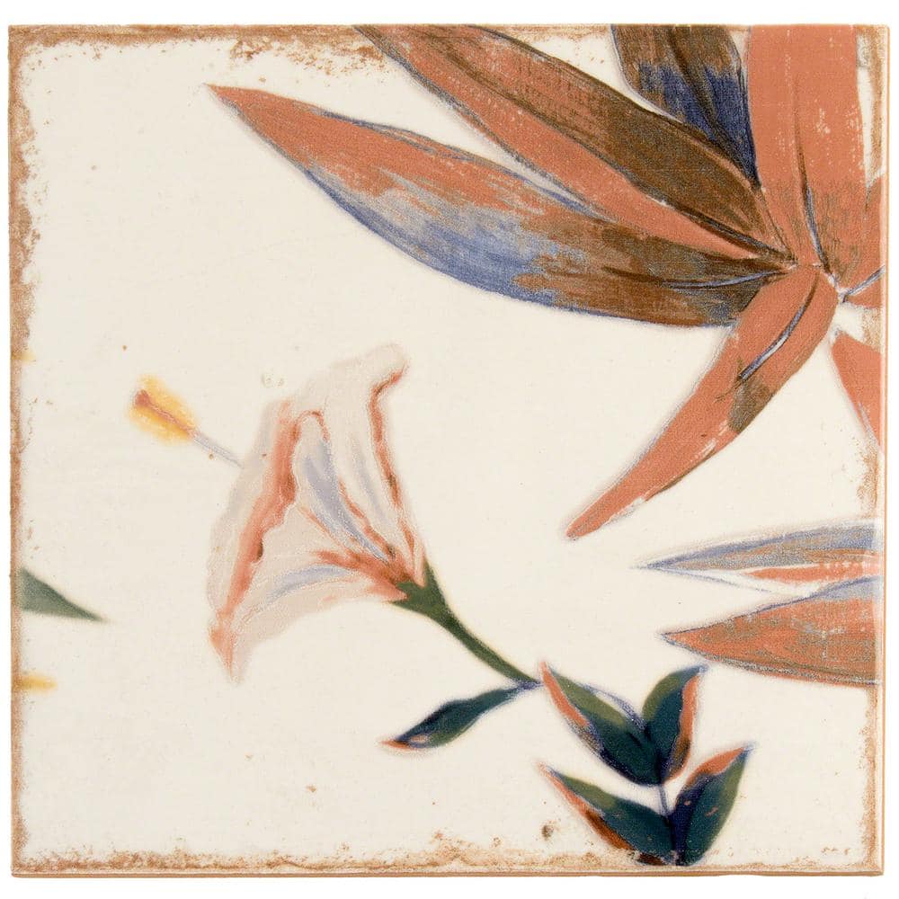Sonata Decor 8" x 8" Multicolor Ceramic Wall Tile