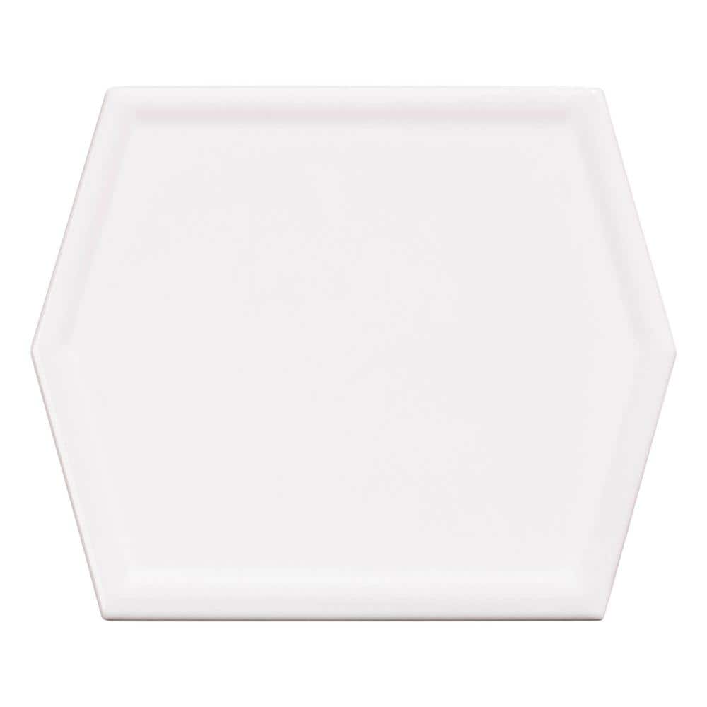 Glossy White Hexagon Ceramic Wall Tile 5" x 6"