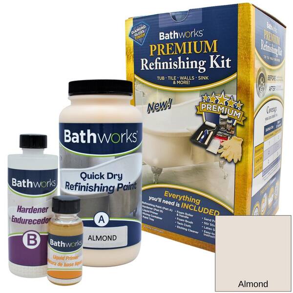 BATHWORKS 20 oz. Premium Quick-Dry Tub and Tile Refinishing Kit Almond ...