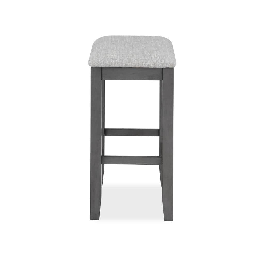 Adjustable Gray Wood and Metal Swivel Counter Stool Set