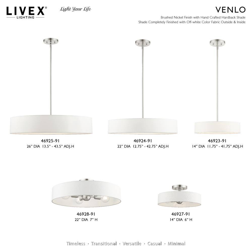Venlo 14" Brushed Nickel Drum Pendant with LED Lights