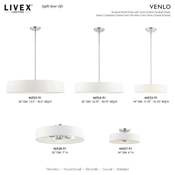 Livex Lighting Venlo 4 Light Brushed Nickel Pendant 46923-91 - The 