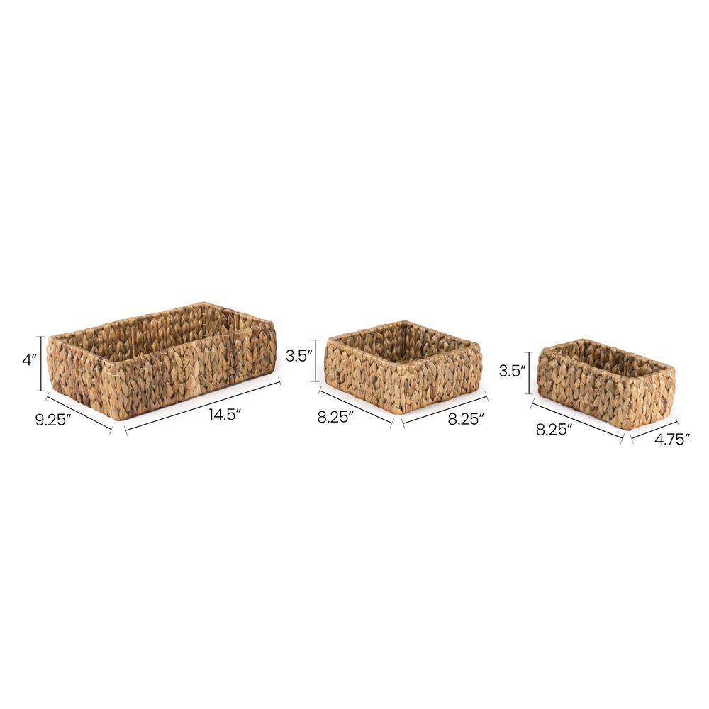 Natural Hand-Woven Hyacinth Nesting Storage Baskets, Set of 3