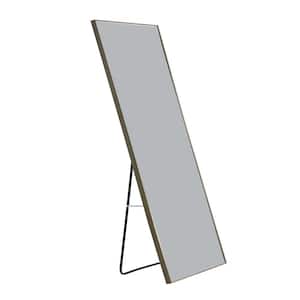 17 in. W x 60 in. H Rectangle Solid Wood Frame Full Length Mirror Decorative Mirror in Gray