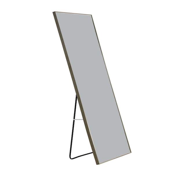 Unbranded 17 in. W x 60 in. H Rectangle Solid Wood Frame Full Length Mirror Decorative Mirror in Gray