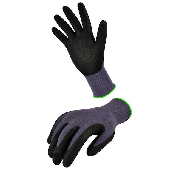 G & F Products Seamless Knit Nylon Nitrile Large Black Form Coated Work Gloves (6-Pair)