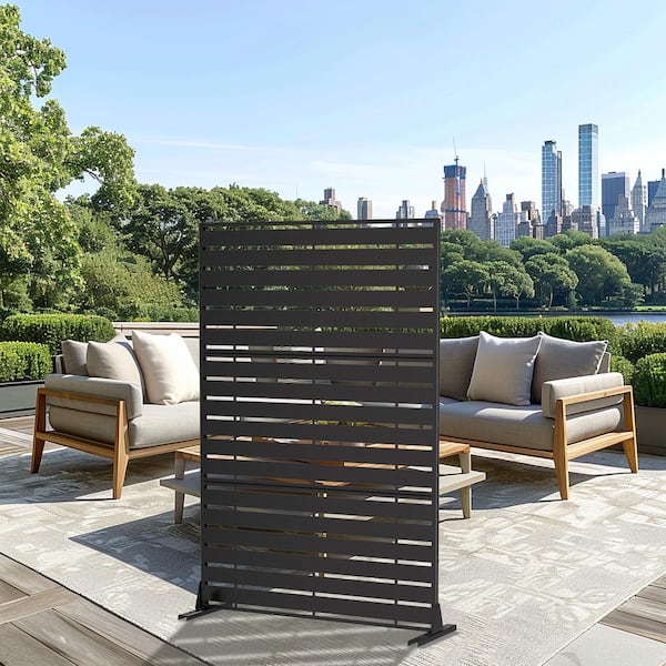 Dovelina Adam 72 in. Galvanized Steel Garden Fence Outdoor Privacy Screen Garden Screen Panels in Black