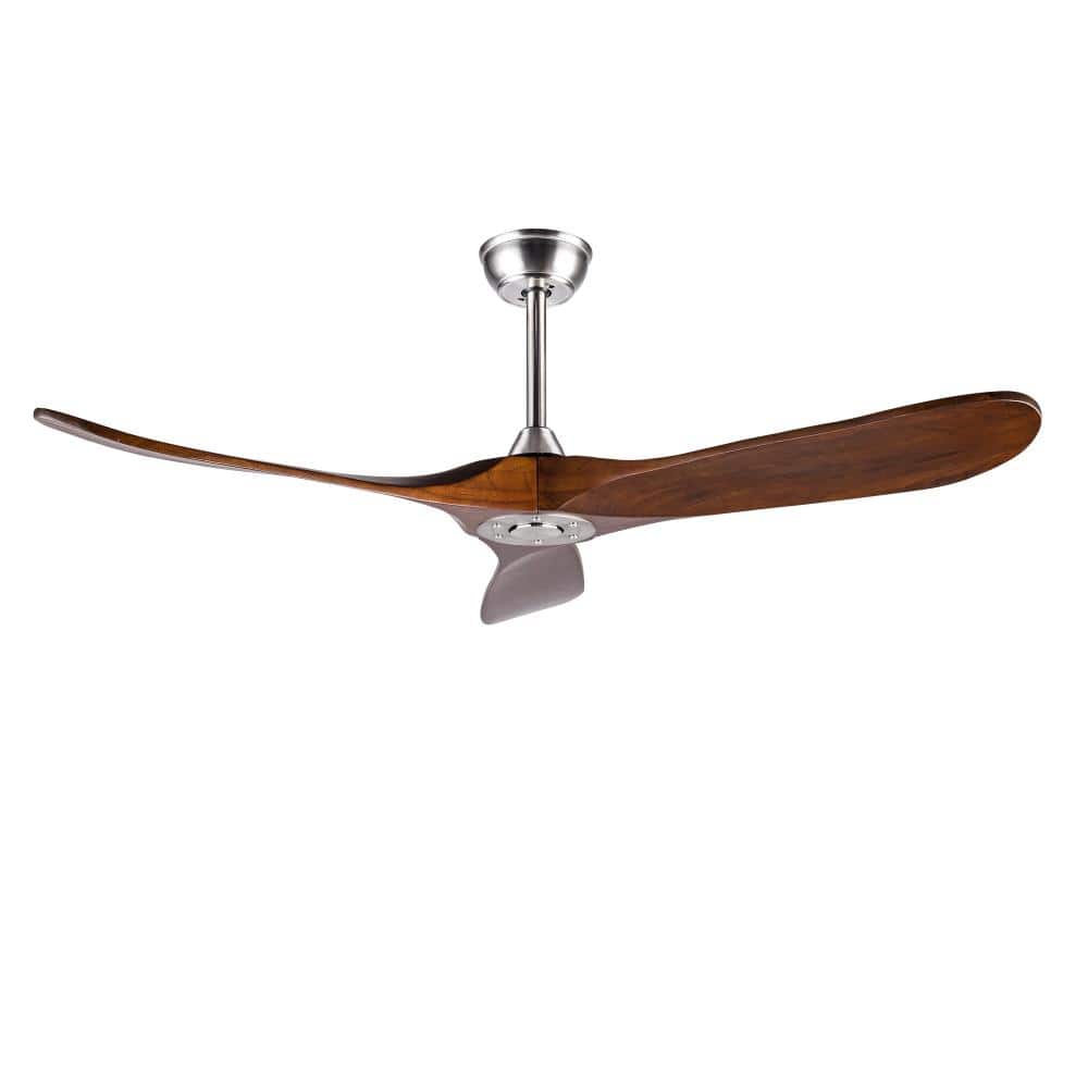 52 in. Indoor/Outdoor Classic Farmhouse Style Downrod Nickel Walnut Ceiling Fan with Reversible DC Motor and Wood Blades price history on PriceWatchPro