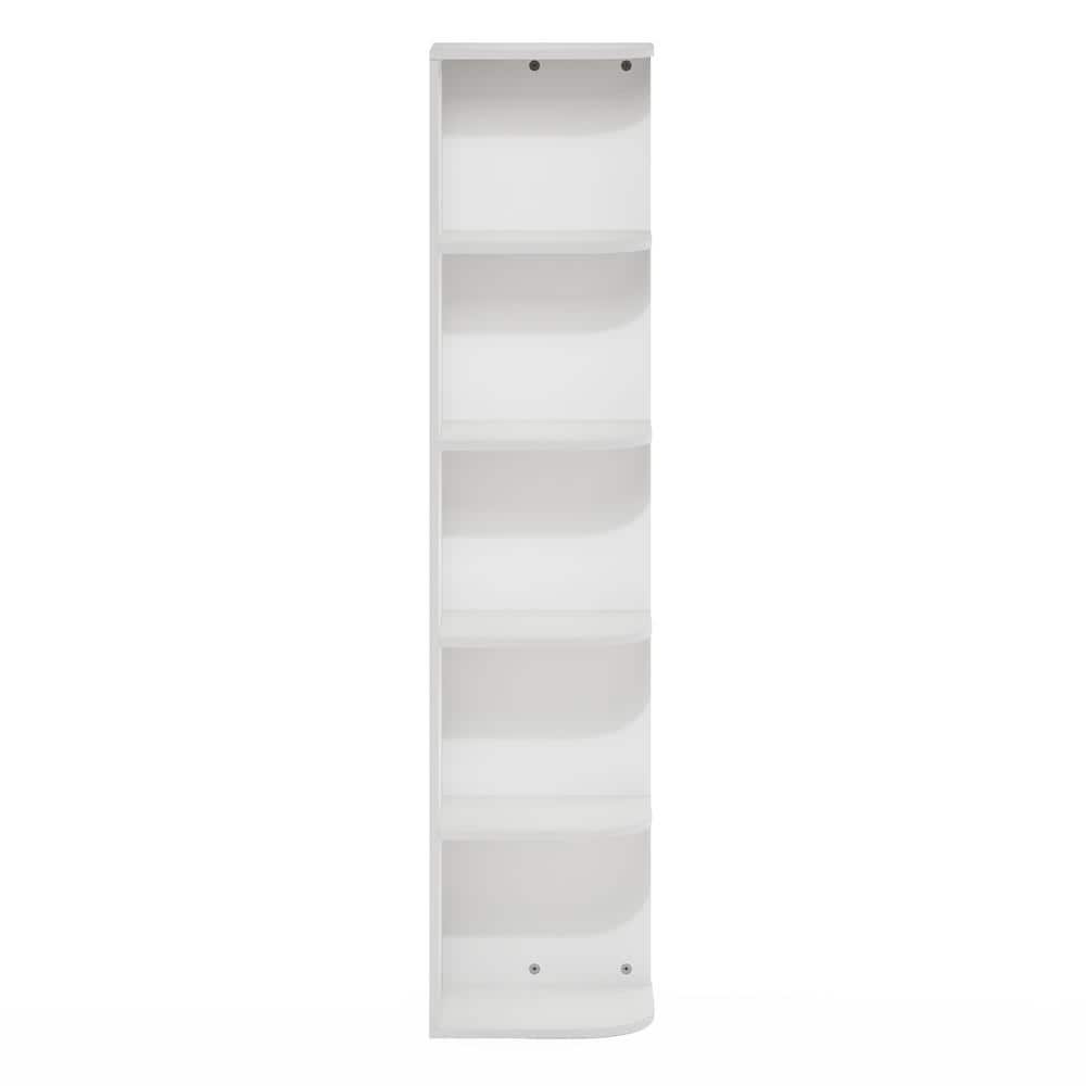 White 5-Tier Corner Wood Bookcase