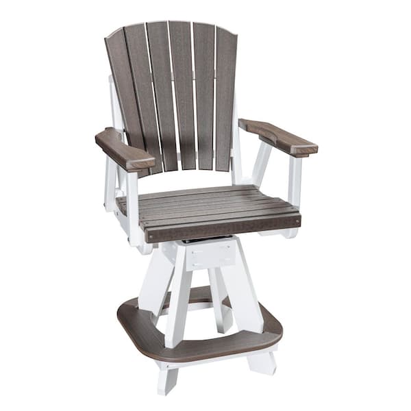 Adirondack Series White Swivel Counter Height Poly Resin Outdoor Dining Chair in Coastal Gray