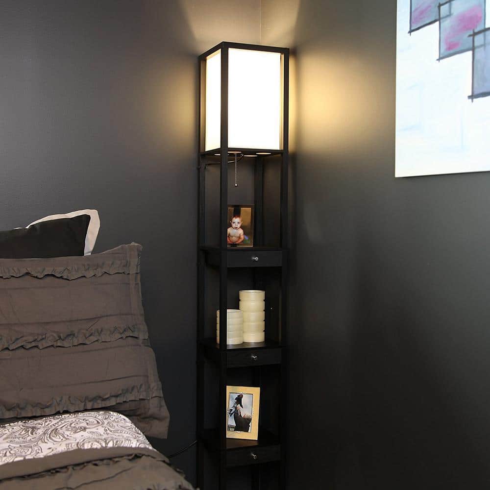 Maxwell Smart Shelf Floor Lamp with LED and Voice Assistant - Black