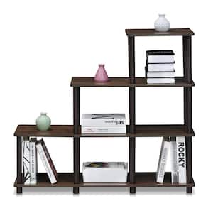 36.7 in. Walnut/Brown Plastic 4-shelf Etagere Bookcase with Open Back