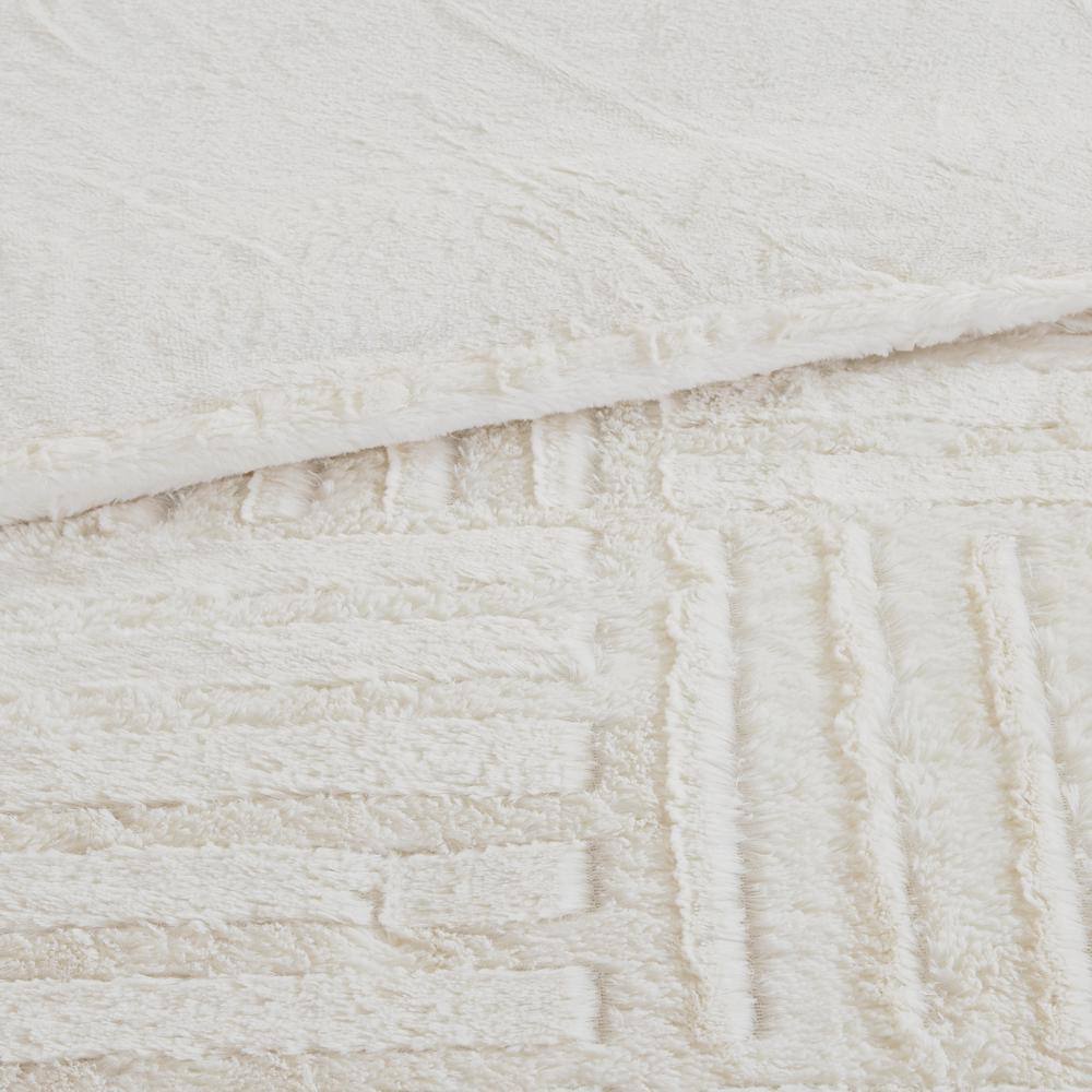 Ivory Twin Faux Fur Down Alternative Comforter Set