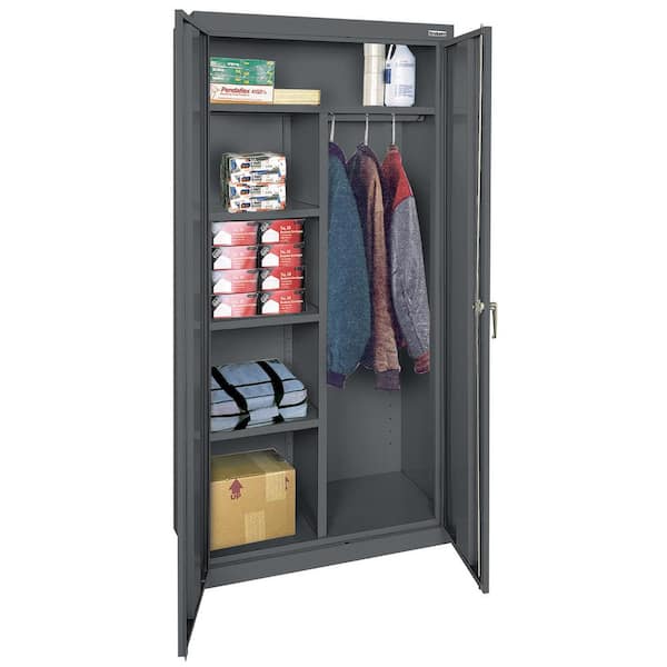 Rubbermaid Wall Mounted Storage Cabinet with Doors, 150-Pound Capacity,  Gray, Lockable, Three-Shelf Cubbard for Tools/Car Accessories/Cleaning in