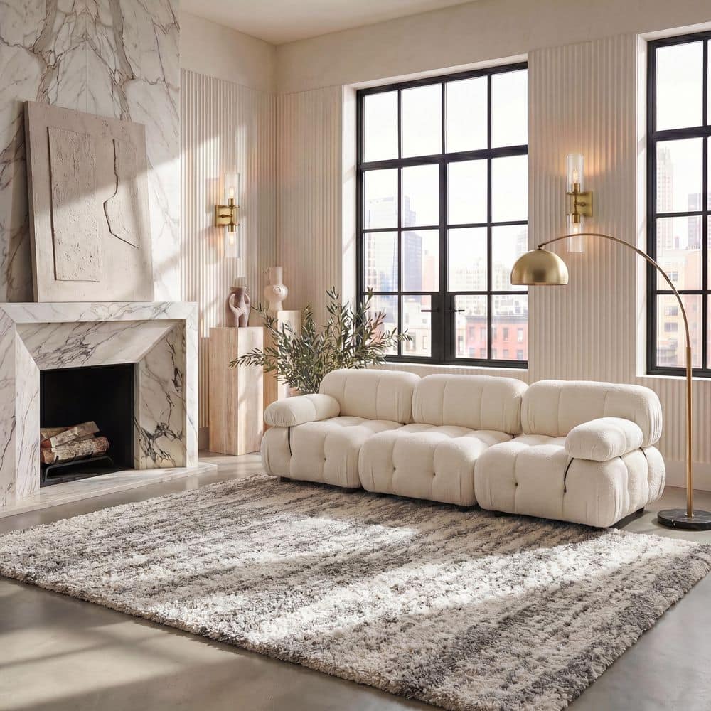 Hudson Shag 2 ft. x 3 ft. Ivory/Gray Marble Area Rug price history on PriceWatchPro