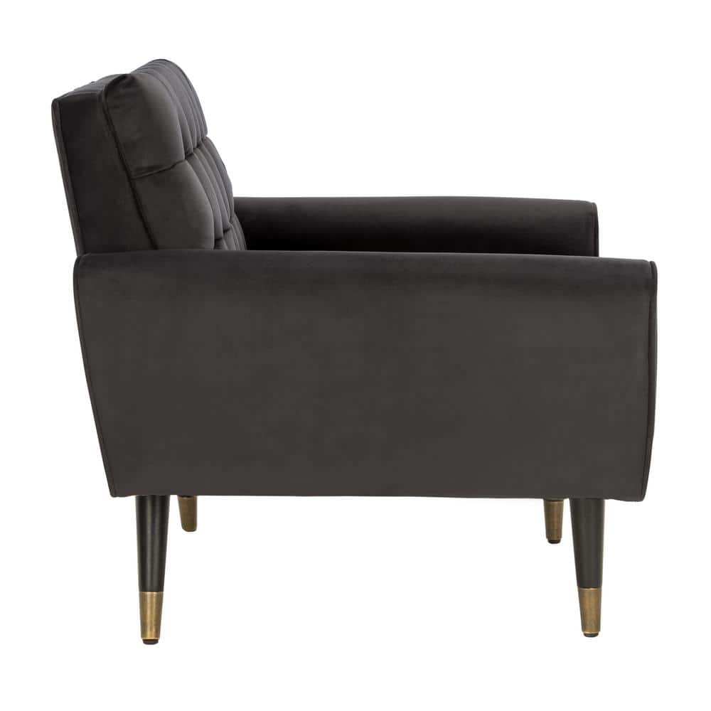 Shale Velvet Lawson Accent Chair with Black Wood Legs