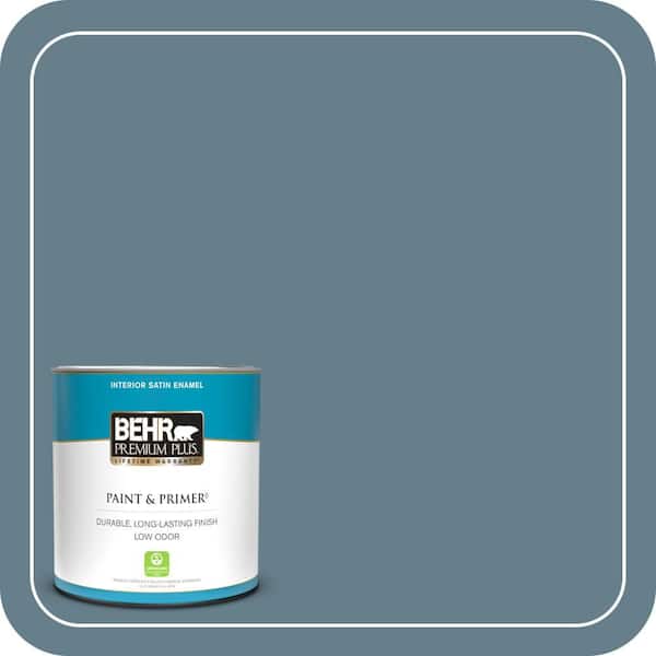 BEHR PREMIUM PLUS 1 qt. #ECC-31-1 Windy Seas Satin Enamel Low Odor Interior Paint & Primer