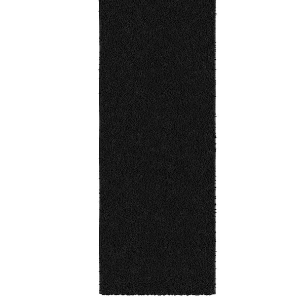 Cozy Plush Non-Slip Rubberback Soft Black 2 ft. x 3 ft. Indoor Runner Rug