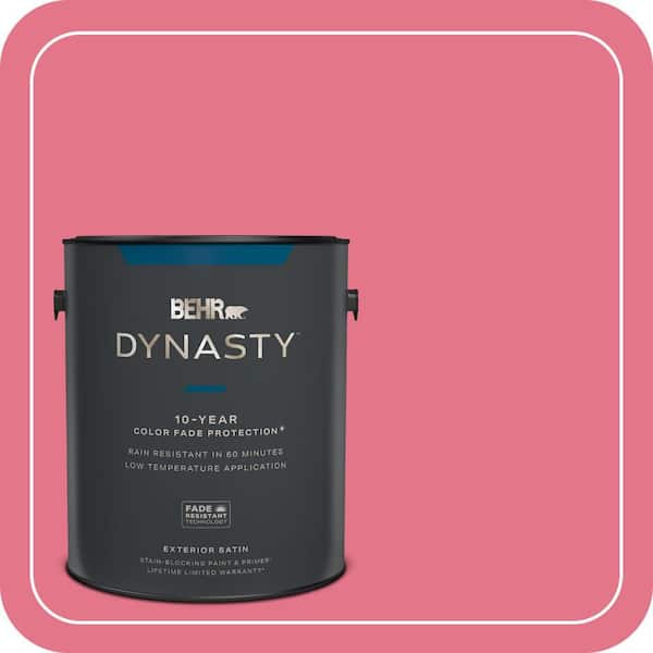 BEHR DYNASTY 1 gal. #120B-6 Watermelon Pink Satin Enamel Exterior Stain-Blocking Paint & Primer