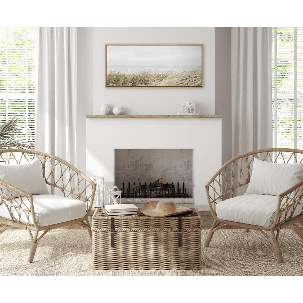 East Beach Coastal Landscape Canvas Print with Natural Frame