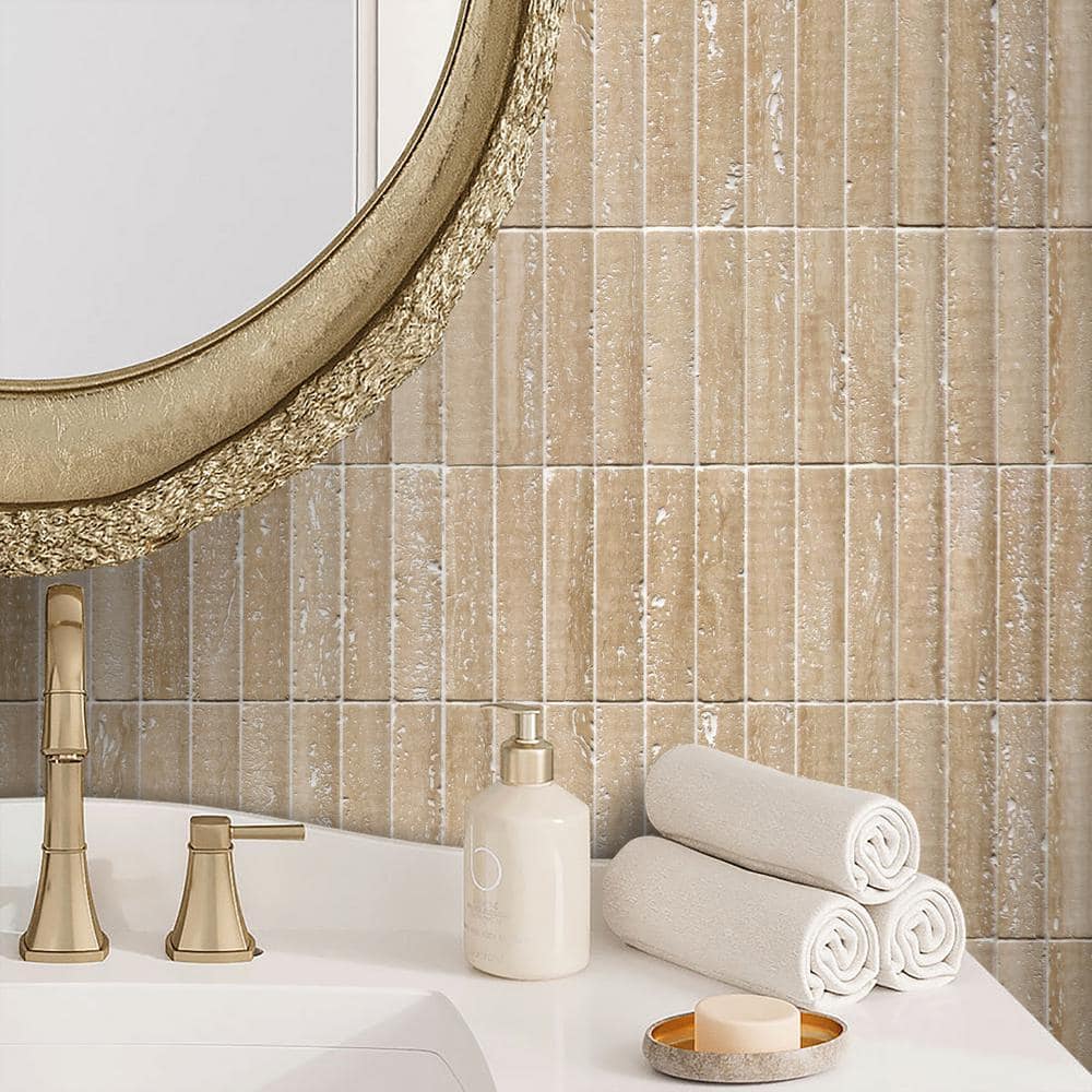 12.52" x 11.89" Honed Travertino Marble Mosaic Tile