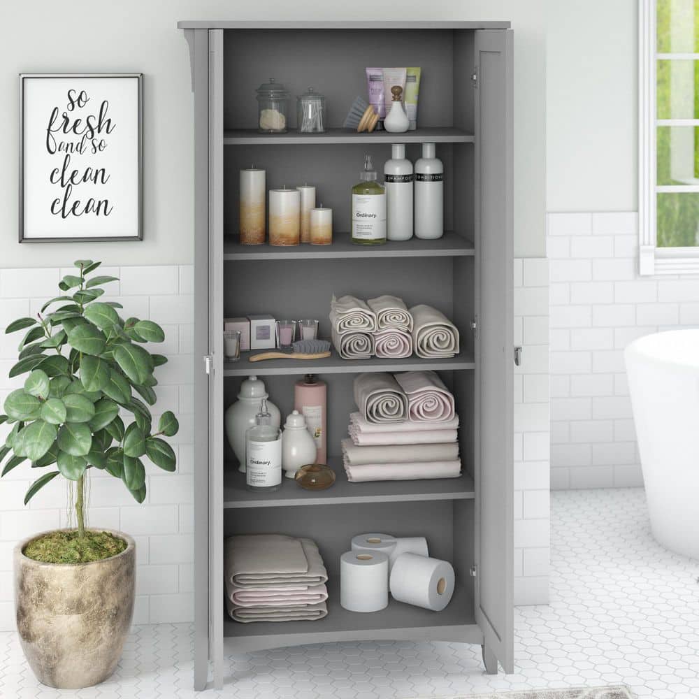Cape Cod Gray Mission Style Accent Cupboard with Adjustable Shelving