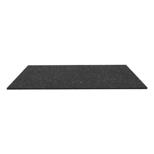 6-Tiles Puzzle Exercise Mat, 24 x 24 x 0.56 in., Gym/Excercise Rubber Tile, EVA Foam, Black, 14 mm (24 sq. ft.)