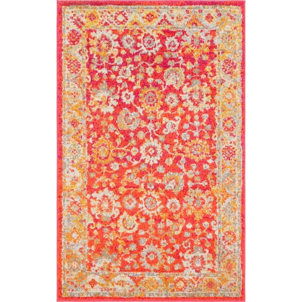 Unique Loom Penrose Krystle Rust Red 3 ft. 3 in. x 5 ft. 3 in. Area Rug