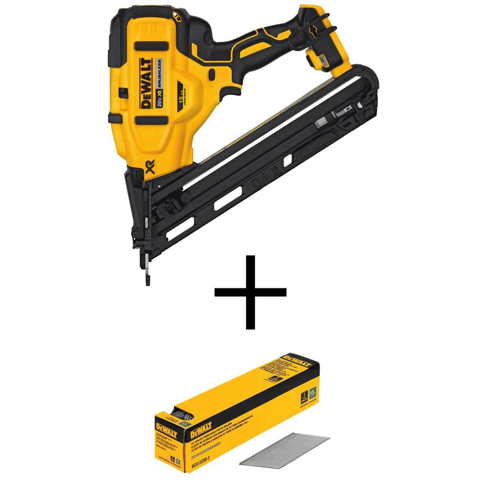 Have a question about DEWALT 20V MAX XR 15-Gauge Cordless Angled Finish  Nailer (Tool-Only) and in. x 15-Gauge Angled Finish Nails (2500 Piece)?  Pg The Home Depot