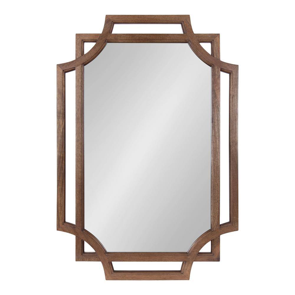 Minuette 40"x27" Natural Mango Wood Geometric Wall Mirror
