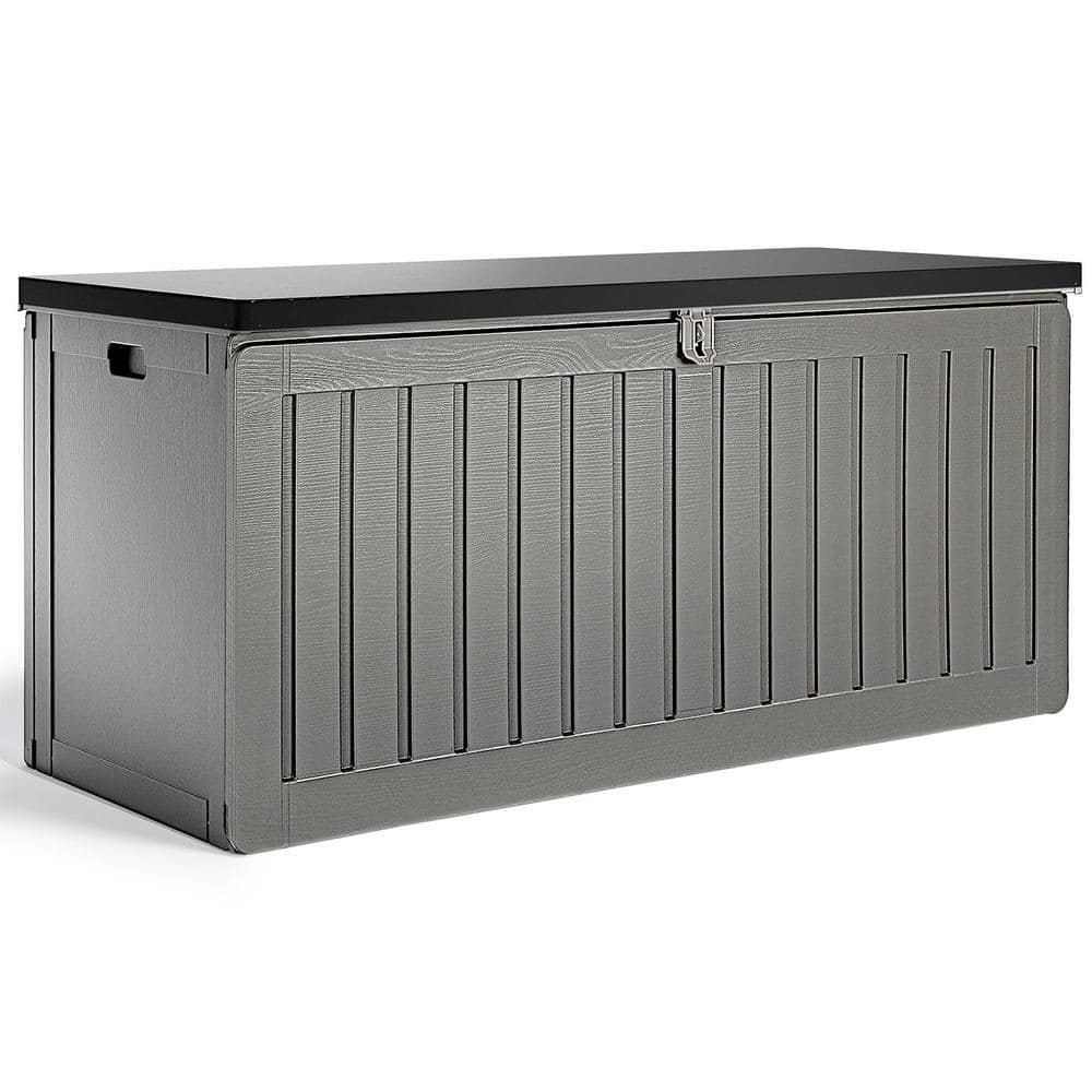 75 Gal. Gray Upgraded Resin Deck Box, Outdoor Storage Box Waterproof with R