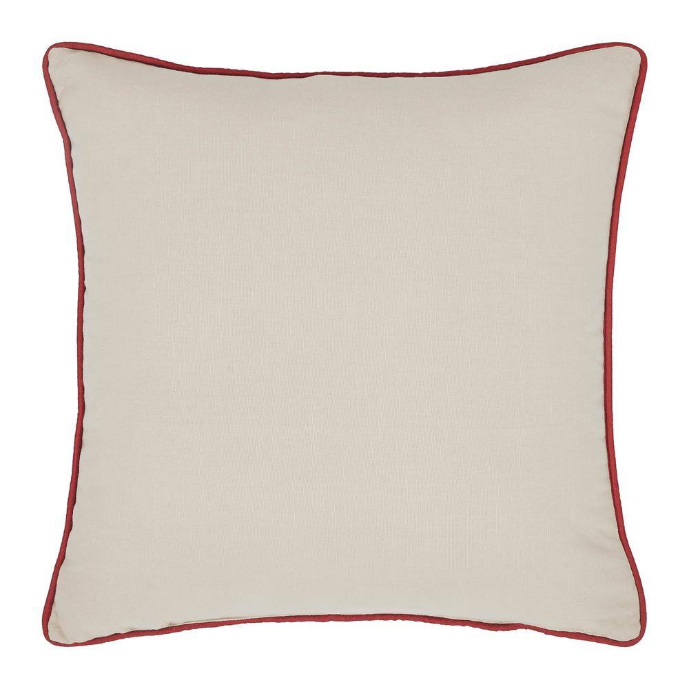 Patriotic 4th of July Embroidered Cotton Square Pillow